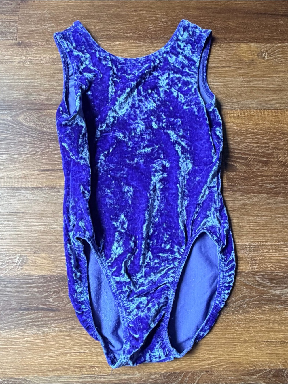 GK Elite Crushed Velvet Gymnastics Leotard Youth Large Royal Blue